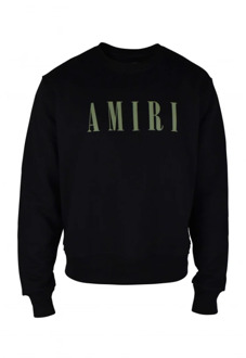 Zwarte katoenen sweatshirt met khaki groen logo Amiri , Black , Heren - XL