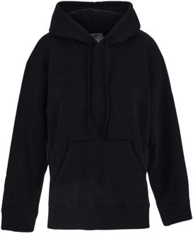 Zwarte Katoenen Sweatshirt met Lange Mouwen MM6 Maison Margiela , Black , Dames - S,Xs