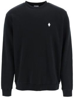 Zwarte Katoenen Sweatshirt met Logo Print Marcelo Burlon , Black , Heren - L,M