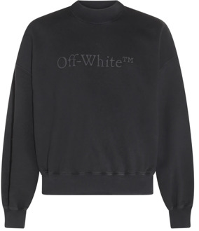 Zwarte Katoenen Sweatshirt met Logo Print Off White , Black , Heren - XS