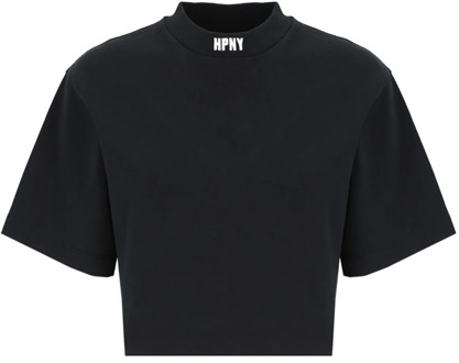 Zwarte Katoenen T-shirt met Geborduurd Logo Heron Preston , Black , Dames - M,S,Xs