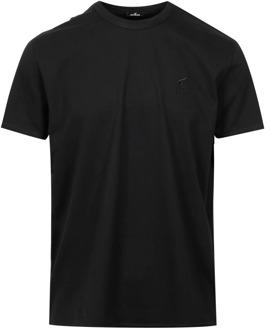 Zwarte katoenen T-shirt met ronde hals Hogan , Black , Heren - 2Xl,Xl,L,M,S