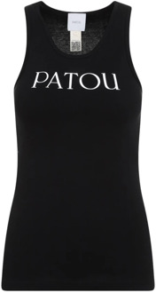 Zwarte Katoenen Tanktop met Logo Patou , Black , Dames - L,M,S