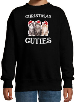 Zwarte Kersttrui / Kerstkleding Christmas cuties voor kinderen 3-4 jaar (98/104) - kerst truien kind