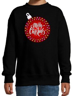 Zwarte kersttrui / kerstkleding kerstbal Merry christmas voor kinderen 5-6 jaar (110/116) - kerst truien kind