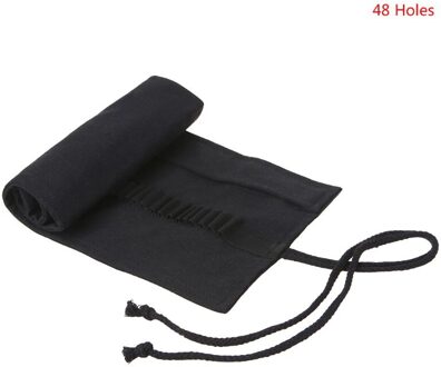 Zwarte Kleur School Etui Roller 12/24/36/48/72 Gaten Canvas Roll Up Make Canvas Pen tas Voor Meisjes Jongens Briefpapier R66C