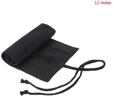 Zwarte Kleur School Etui Roller 12/24/36/48/72 Gaten Canvas Roll Up Make Canvas Pen tas Voor Meisjes Jongens Briefpapier R66C