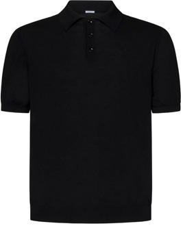 Zwarte korte mouw gebreide polo shirt Malo , Black , Heren - 2Xl,L,S