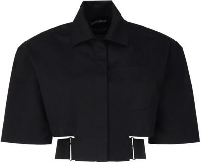 Zwarte korte overhemd met riem Jacquemus , Black , Dames - XS
