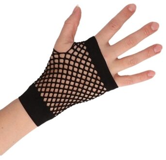Zwarte korte visnet handschoenen voor volwassenen