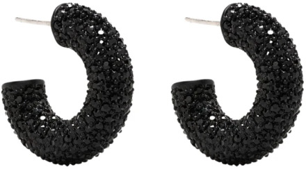 Zwarte kristallen hoepel oorbellen Amina Muaddi , Black , Dames - ONE Size