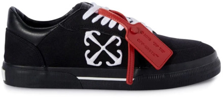 Zwarte Lage Vulcanized Katoenen Sneakers Off White , Black , Heren - 40 Eu,43 Eu,41 Eu,42 EU