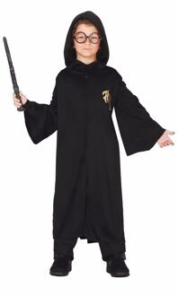 Zwarte lange jongens cape met capuchon