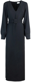 Zwarte lange jurk met pofmouwen P.a.r.o.s.h. , Black , Dames