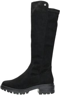 Zwarte lange laars met teddyvoering Rieker , Black , Dames - 38 EU