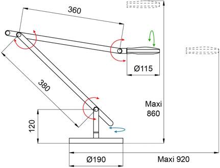 Zwarte LED bureaulamp Cosmos zwart, rood