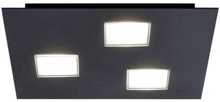Zwarte LED plafondlamp Quarter, met 3 lampjes zwart, wit