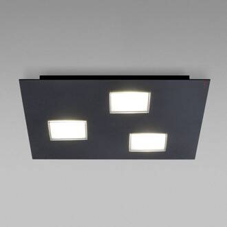 Zwarte LED plafondlamp Quarter, met 3 lampjes zwart, wit
