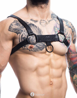 Zwarte lederlook Borstharnas01 - Maat: One Size