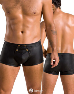 Zwarte lederlook Heren short, PA050 - Maat: S/M