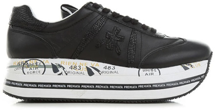 Zwarte Leren Beth_6012 Sneakers voor Dames Premiata , Black , Dames - 39 Eu,40 EU