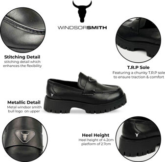 Zwarte Leren Chunky Loafers - Throne - EU 36 / UK 3