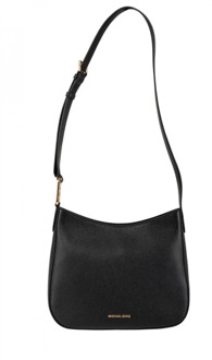 Zwarte Leren Crossbody Tas Michael Kors , Black , Dames - ONE Size