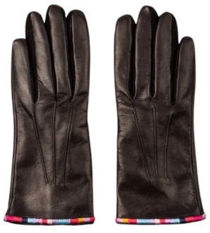 Zwarte leren handschoenen met Swirl Stripe PS By Paul Smith , Black , Unisex - ONE Size