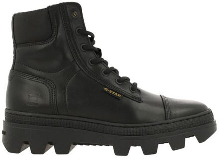 Zwarte Leren Hoge Veterschoenen G-star , Black , Dames - 36 EU