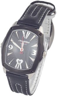 Zwarte Leren Horloge Wit