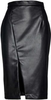 Zwarte leren kokerrok van Conquista Fashion - S