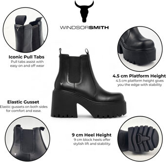 Zwarte Leren Platform Chelsea Boots - Tricky