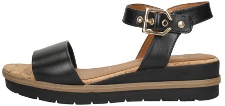 Zwarte Leren Sandaal met Gespsluiting Tamaris , Black , Dames - 41 Eu,39 Eu,36 Eu,42 Eu,38 Eu,40 EU