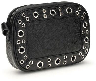 Zwarte Leren Schoudertas - maat