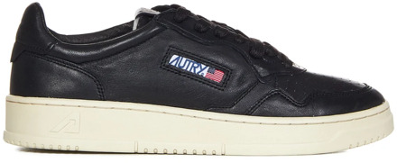Zwarte Leren Sneakers met Geperforeerde Neus Autry , Black , Heren - 37 Eu,36 Eu,41 EU