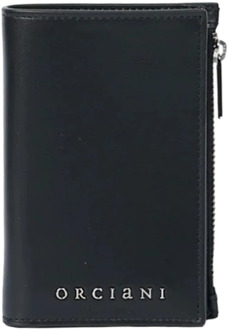 Zwarte leren verticale portemonnee met RFID-bescherming Orciani , Black , Dames - ONE Size