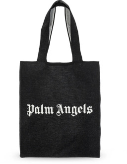 Zwarte Logo Gebreide Shopper Tas Palm Angels , Black , Heren - ONE Size