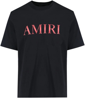 Zwarte Logo T-shirt met Rode Details Amiri , Black , Heren