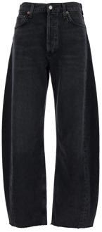 Zwarte Luna Pieced Katoenen Jeans Agolde , Black , Dames - W24,W28,W27,W26,W25