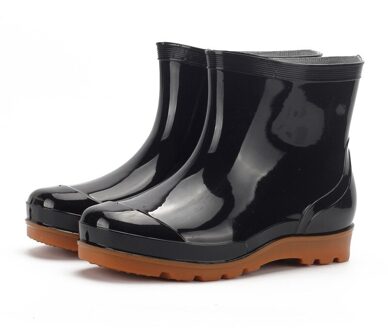 Zwarte Mannen Regenlaarzen Lente Herfst Mannelijke Enkellaars Waterdichte Vissen Waden Schoenen Wasstraat Werk Schoeisel Slip-On Plastic 8