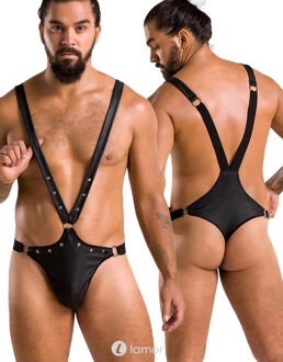 Zwarte Mesh Heren stringbody, PA028 - Maat: S/M