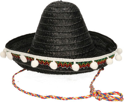 Zwarte Mexicaanse verkleed sombrero hoed 25 cm voor kinderen
