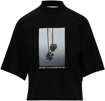 Zwarte Mirage Katoenen T-shirt Palm Angels , Black , Dames - M,S,Xs
