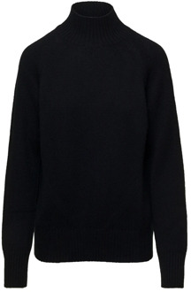 Zwarte Mockneck Sweater Allude , Black , Dames - XS