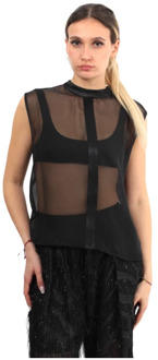 Zwarte mouwloze blouse met knoopsluiting Jijil , Black , Dames - S,Xs