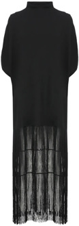 Zwarte mouwloze jurk met franjes Khaite , Black , Dames - M,S