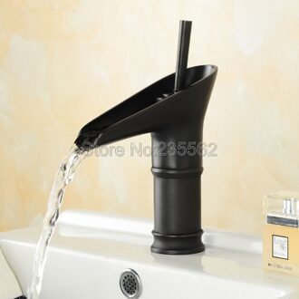 Zwarte Olie Gewreven Messing Eengreeps Waterval Badkamer Wastafel Kraan Badrandcombinaties Badkamer Wastafel Mengkraan Kranen Lnf091