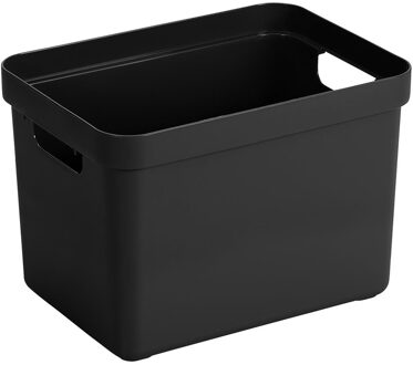 Zwarte opbergboxen/opbergmanden 18 liter kunststof - Opbergbox