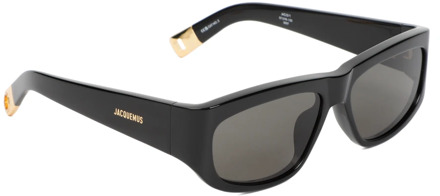 Zwarte ovale zonnebril met grijze lens Jacquemus , Black , Dames - ONE Size