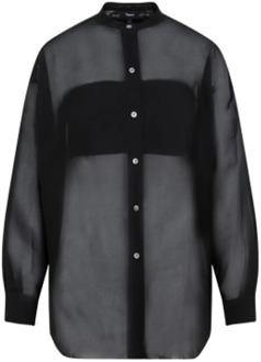 Zwarte Oversized Katoenmix Shirt Theory , Black , Dames - M,S